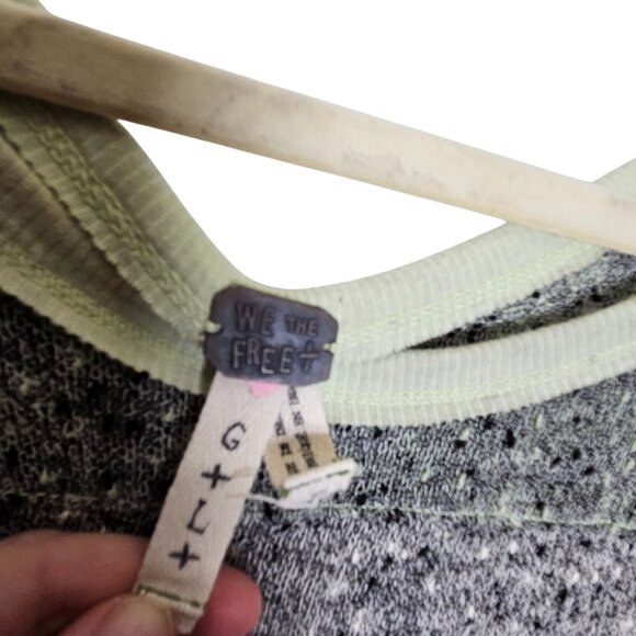 We The Free By Free People Gray‎ & Green Open Knit Asymmetrical Dress Size L - Picture 4 of 9